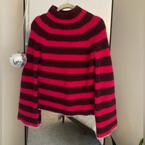 Anthropologie Maeve Stripped Flare Sleeve Sweater